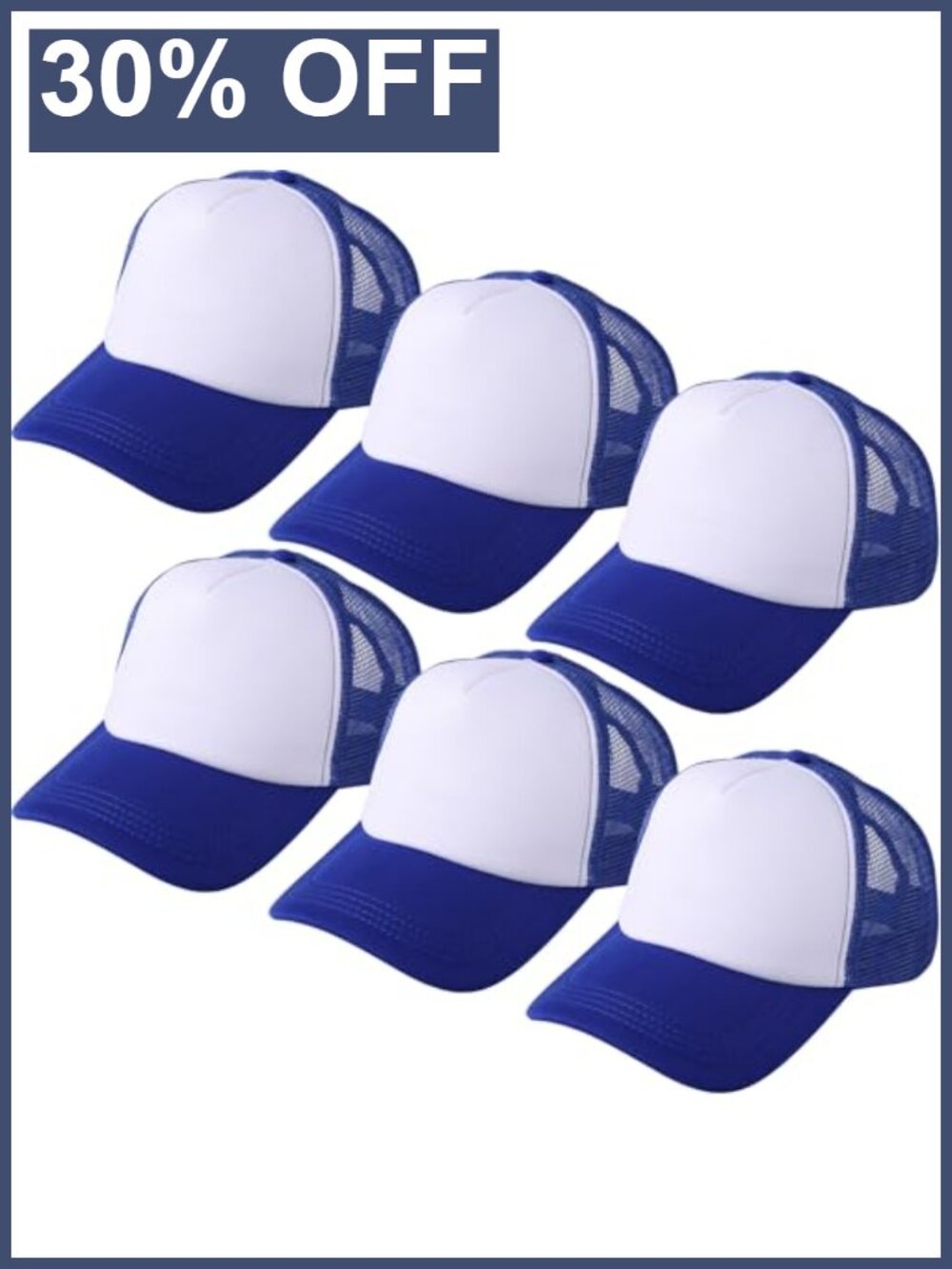 Blank Trucker Hats 6 Pack Foam Mesh Snapback Caps for Sublimation DIY